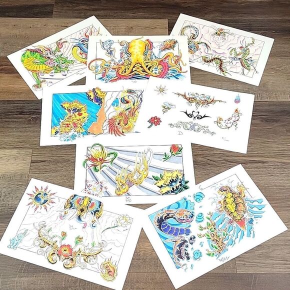 Doug Patrum tattoo flash art Set of 8